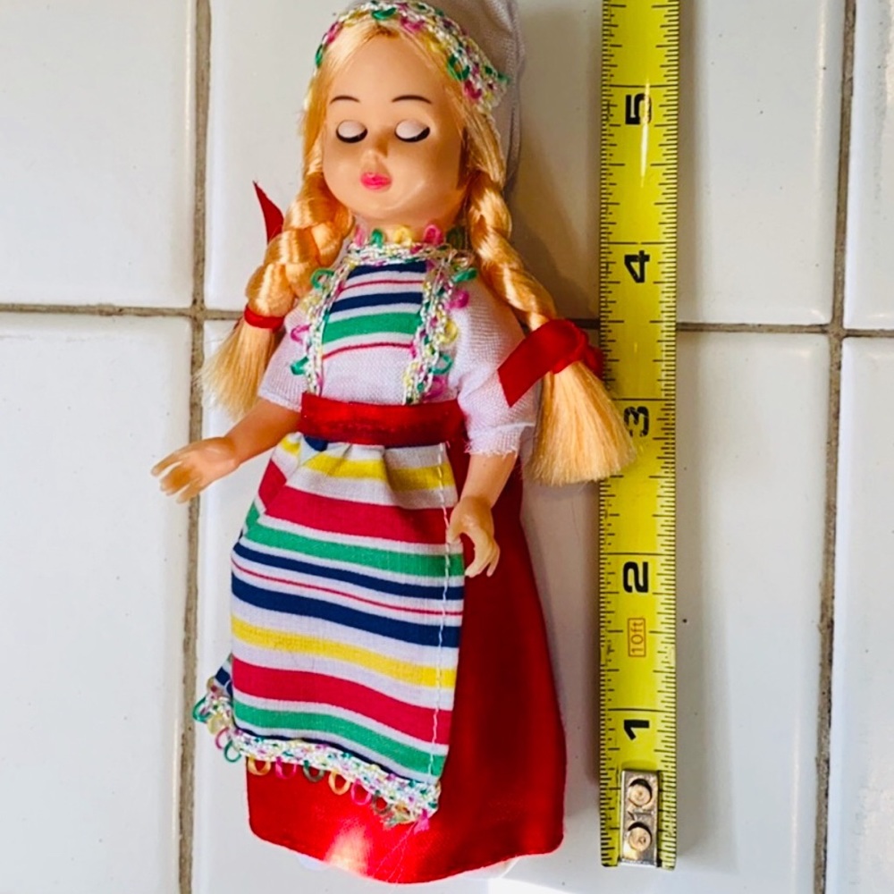 Vintage 5,5” Orange Haired Doll with closable eyes